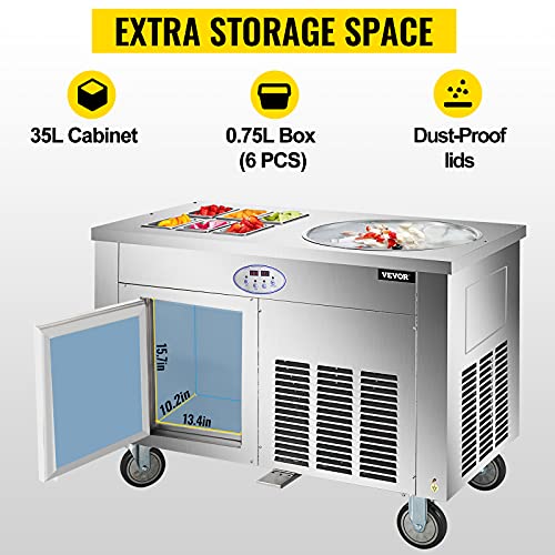 VEVOR Commercial Rolled Ice Cream Machine, StirFried Ice Roll Machine