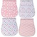 Yoofoss Baby Burp Cloths 3 Layer Burp Bibs Curved Soft and Absorbent for Girl 4 Pack Burping Towels