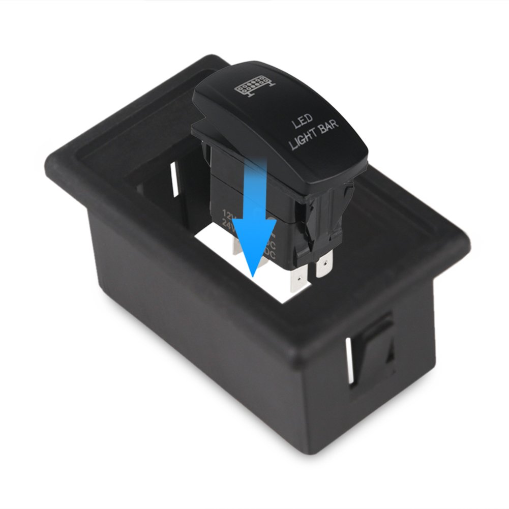 WATERWICH 7 pin Momentary Winch In Out Rocker Toggle Switch Waterproof DC 20A 12V/10A 24V Black Shell/ON-OFF-ON DPDT illuminated Rocker Switch For Auto Truck Boat Marine Off Road (Green)