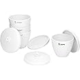 QWORK Durable Porcelain Crucible with Lid, 200ml Capacity, for School, Laboratory, 4 Pack
