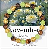 Risyfjew Birthstone Crystal Floral Bracelets for Women Men Colorful Stone Bracelet for Women Reduce Anxiety Zodiac Month Bracelet Birthday Graduation Gifts