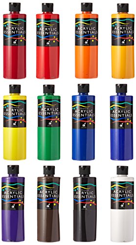 Chroma Acrylic Essential Set, Assorted Vibrant Colors, Set of 12 Pints