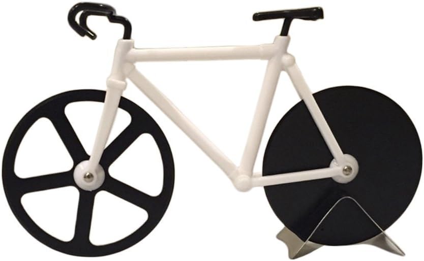 Esamconn Bicycle Pizza Cutter Dual Stainless Steel Bike Pizza Cutter Wheel (Black/White)