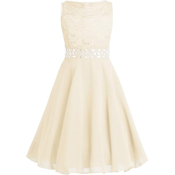 BluNight Cold Shoulder Chiffon Flower Girl Dress With Rhinestone Belt - Hi-Low Hem, Tie Back (Sizes 4-16) 4 thumbnail image