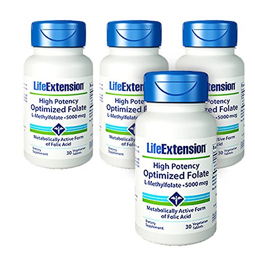 UPC 702383483271, Life Extension High Potency Optimized Folate L-Methylfolate 5000 mcg 30 vegetarian tablets - 4-Pak