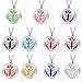 HOUSWEETY Aromatherapy Essential Oil Diffuser Necklace-Stainless Steel Locket Pendant,11 Refill Pads (Non-Engraving)