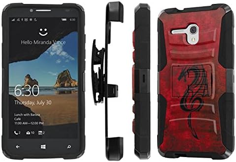 Alcatel One Touch Fierce XL Case, [NakedShield] [Black/Black] Heavy Duty Holster Armor Tough Case - [Fire Dragon] for Alcatel One Touch Fierce XL