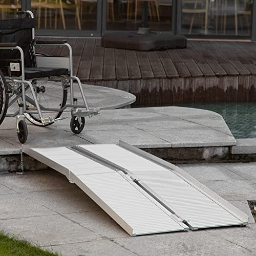 Wheelchair Ramp 6FT, Folding Aluminum Threshold Ramp with Non