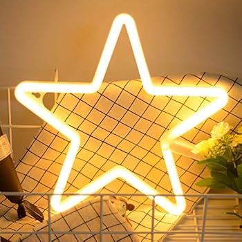 Star Neon Light Signs Warm White Neon Wall Light up Sign Art Decor for Home Kids Bedroom Birthday Party,USB or Battery Operated