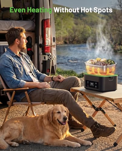 TaskStar Heated Lunch Box, 100W Cordless Electric LunchBox with Scheduled Heating and Leakproof 1.2L Battery Operated Food Warmer for Car Travel Jobsite, Portable for Truck Drivers Workers Adults