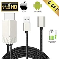 Compatible with iPhone iPad Android Phones MHL to HDMI Cable, WEILIANTE 6.6ft 1080P HD USB Type C/Micro USB to HDMI Cable for iPhone XS/X/XR/8/7/6 Plus iPad Samsung Pixel LG Sony Moto to TV/Monitor