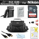 32GB Accessory Kit For Nikon COOLPIX P100 P500 P510 P520 P530 Digital Camera Includes 32GB High Speed SD Memory Card + Extended (1100 Mah) Replacement Nikon EN-EL5 Battery + AC/DC Charger + USB Card Reader + Case + Mini HDMI Cable + More