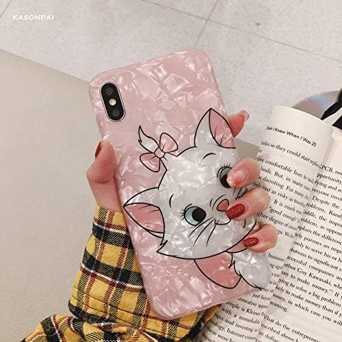 Gentra Cute Cat Pink Marie Conch Shell Phone Case for iPhone 8 Case for iPhone Xs MAX XR X 6 6S 7 8 Plus Back Cover Lovely Funny Case (st2, for iPhone X Xs)