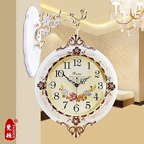 European-Double Sided Wall Clock Antique Large Wall Mounted Modern Quiet Simple And Fashionable Atmosphere In The Living Room Of Quartz Watches,20 Inch,973 White