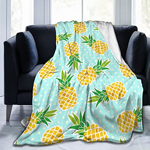 Perinsto Cute Pineapples Throw Blanket Ultra Soft Warm All Season
