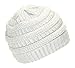 Gravity Threads Knit Soft Stretch Beanie Cap, Silver/White