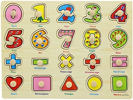 Motrent Wooden Jigsaw Peg Puzzle Board Toy Number Educational and Learning Puzzles Toy