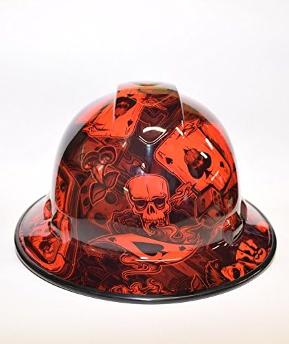 Custom Ridgeline Wide Brim Hard Hat OSHA Hydro Dipped in Red Vegas BG Gloss