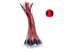 CLEISCRY 30pcs 12 Volt 5mm Flat top Red LED Lights Emitting Diodes Pre Wired 7.9 Inch DC 12V LED Light Water Clear Lens Small LED Lamps (5mm Flat top, Red (30pcs))