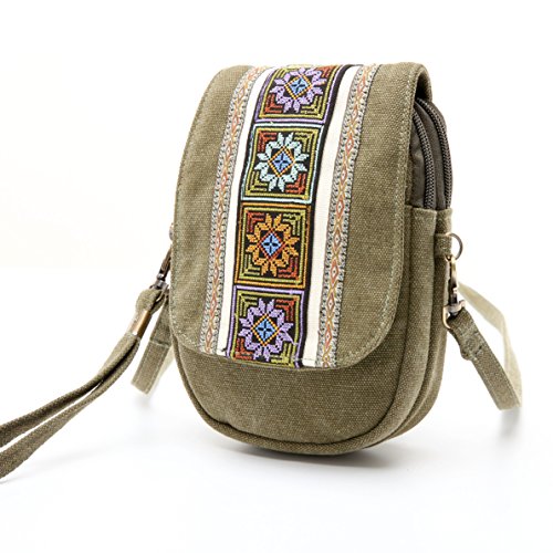 Goodhan Embroidery Canvas Crossbody Bag Cell phone Pouch Coin Purse for Women Girls