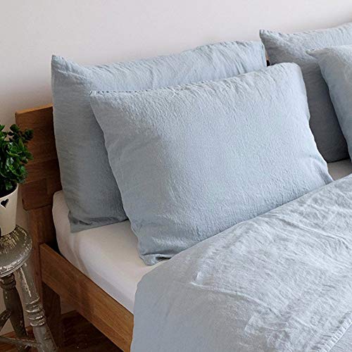 Linen & Cotton Pillowcase ALICIA, 100% Stonewashed Linen - 50 x 70cm (Sky Blue)