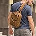 OXA Multi-pocket Fashion Vintage Cotton Canvas Sling Backpack Messenger Bag Ipad Bag Shoulder Backpack Crossbody Chest Satchel Travel Bag for Men and Women Brown