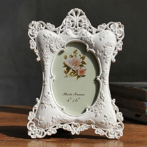 Picture Frame Resin White Rose 4''x6'' Tabletop Single Picture For Wedding Gift Home Decor 1 Pcs