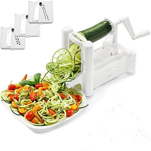 Spiralizer 5-Blade Vegetable Slicer, Adjustable Spiral Cutter With Interchangeable Stainless steel Blades, Manual Spiral Cutter Chopper, Kitchen Tool Set, Great Gift for Housewife