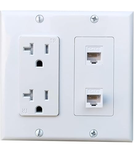RiteAV Cat6 Wall Plate - White Decorative Rocker Style Ethernet Port