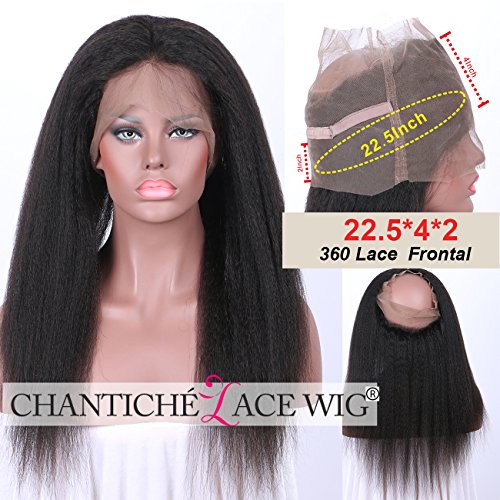 Chantiche Natural Looking Italian Yaki 360 Frontal Lace Closure with Hairline Cheap Brazilian Virgin Human Hair Pre Plucked 360 Lace Frontals for Black Women 8inches Natural Color