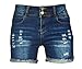 PHOENISING Women's Sexy Stretchy Fabric Hot Pants Distressed Denim Shorts,Size 2-16