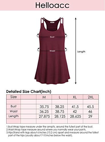 Helloacc Women's Exercise Tank Tops Loose Fit,Sleeveless Running Tunic Tank Trendy Trapeze Seamless Skinny Racerback Pleated Tank Tops for Women Activewear Ladies Solid Basic Tank Top Flare Hem Wine M