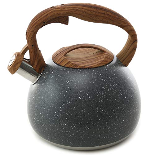 Tea Kettle, 2.7 Quart BELANKO Teapot for Stovetops Wood Pattern Handle with Loud Whistle Food Grade Tea Kettle, 2.7 Quart BELANKO Teapot for Stovetops Wood Pattern Handle with Loud Whistle Food Grade