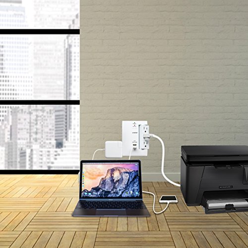 Wall Tap Surge Protector, Kasonic Top Power Strip 6 Power Outlets Plus 2 USB Ports Portable Wall-Mount Socket, Best Power Surge Protection Smart Charging for Home and Office (2 PACK)