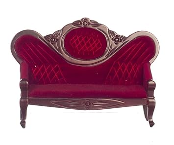 Dolls House Miniature Furniture Mahogany Red Victorian Salon