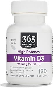 365 by Whole Foods Market, Vitamin D3 Softgels, 5000 IU, 120 CT