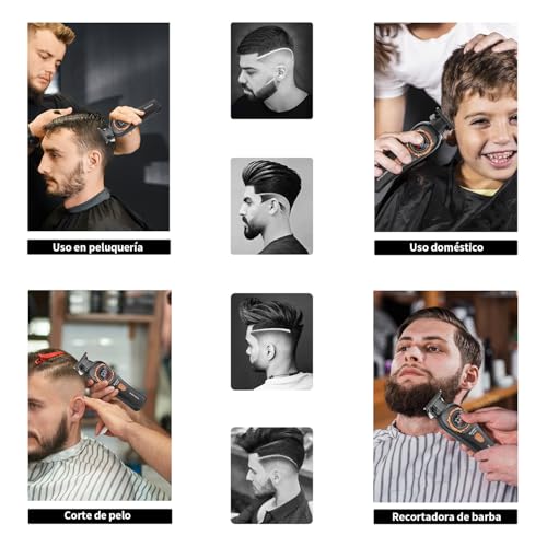 KEMEI 999 Professional Hair Clippers for Men, Cordless Electric Beard Trimmer for Men, New DLC Zero Gapped T-Blade Hair Trimmer with LED Display and 3 Guide Combs (Black)