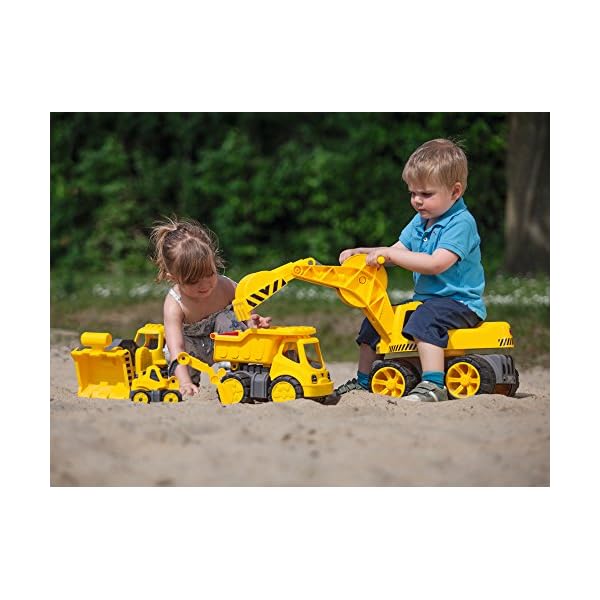 BIG - Power-Worker Maxi-Digger - Kinderfahrzeug, geeignet als Sandspielzeug und für das Kinderzimmer, Baggerfahrzeug zum Sitzen bis 50 kg, für Kinder ab 3 Jahren, Gelb – Bild 6