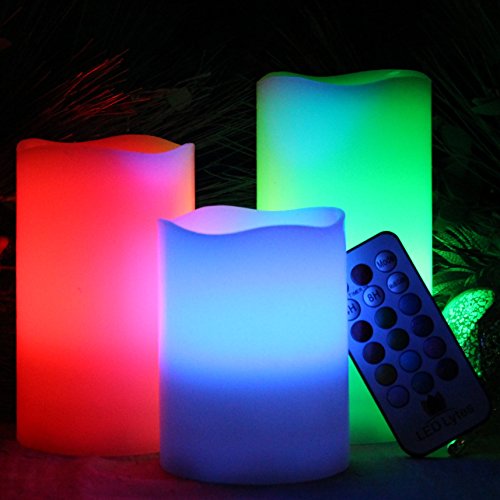 Multi-Color Flameless LED Candles - Set of 3, Battery Operated Wax Candles, 3 Home & Kitchen, Home Décor, Candles & Holders, Candles, Specialty Candles, Novelty Candles