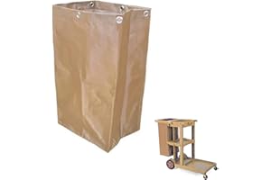 HOWOSO Replacement Janitorial Cart Bag, High Capacity Waterproof Thickened Housekeeping Commercial Janitorial Cleaning Cart Bag with 6 Brass Grommets - 25 Gallon (Brown)