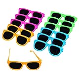 dazzling toys 12 Pairs Of Neon Colored Party Sunglasses | Vintage Party Eyewear,Shades,Sunglasses For Children