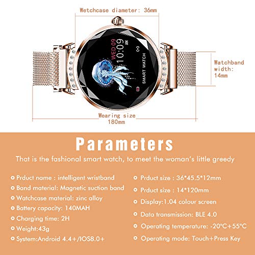 TOP-MAX HR Fitness Tracker Monitor Watch Waterproof w/Blood Pressure&Sleep Monitor for Women Birthday Gift, Activity Tracker Smartwatch Bracelet w/Step&Calorie Counter, Sedentary Reminder for Android