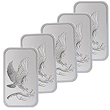 Trademark Bald Eagle 1oz .999 Fine Silver Bars by SilverTowne LOT OF 5
