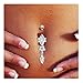 Clearance! WILLTOO Crystal Ring Body Dangle Ball Barbell Bar Belly Button Navel Ring (Silver)