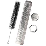 Benbo Pellet Smoker Tube With Cleaning Brush, 12'' Stainless Steel Hot Or Cold Smoking Tube - For Any Grill Or Smoker - Cuboid (Hexagon)
