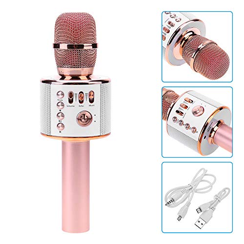 ZUZU Wireless Microphone Karaoke, Karaoke Microphone Bluetooth, Karaoke Microphones with Speaker for Home KTV Outdoor Picnic Family Party Music,for iOS & Android Smartphone,Pink