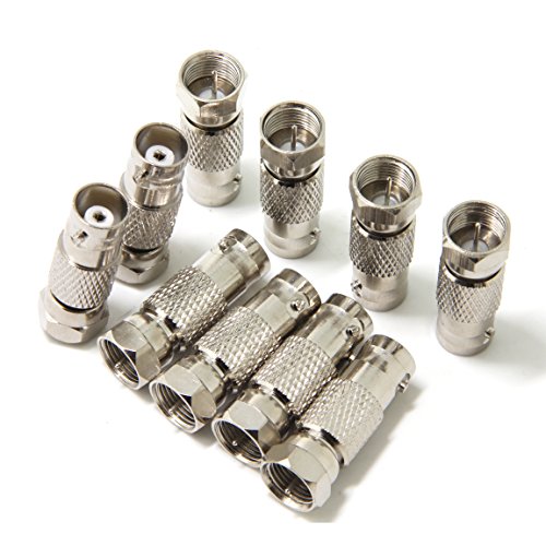 Ancable 10-Pack F-Type Male Plug to BNC Female Jack RF Radio Antenna Coax Adapter