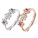 Haluoo Diamond Flower Rings Chic Plum Blossom Engagement Wedding Band Pretty Lady Crystal Cubic Zirconia CZ Adjustable Eternity Promise Anniversary Rings for Women Girls (Rose Gold)thumb 3