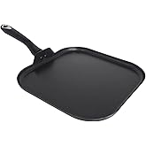IMUSA 11in Bistro Aluminum Nonstick Square Griddle with Cool Touch Handle, Black