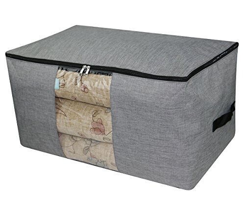 iwill CREATE PRO 91L Jumbo Polyester Storage Organizer Bag, Waterproof Household Containers for Closet, Sheves for Clothes, Sweaters, Comforters, Blankets, Light Grey